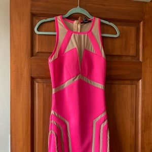 Hot pink and beige bodycon